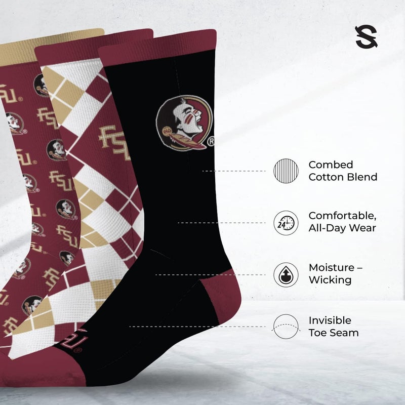 Strideline Store Mens NCAA Dress Socks- The Executive 3 Pack-One Size Fits Most - Image 2